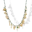 Collana in Argento Multicharms Rosario Verde Scuro Con Elementi Mare