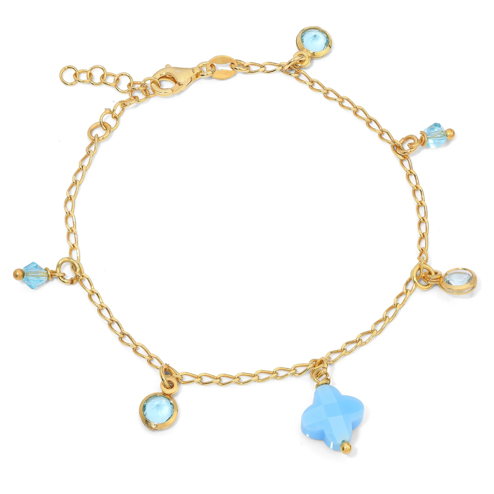 Bracciale in Argento con Charms Colore Azzurro.