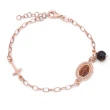 Bracciale in Argento Rose' con Immagine Sacra Caffe,Croce e Occhio di Tigre