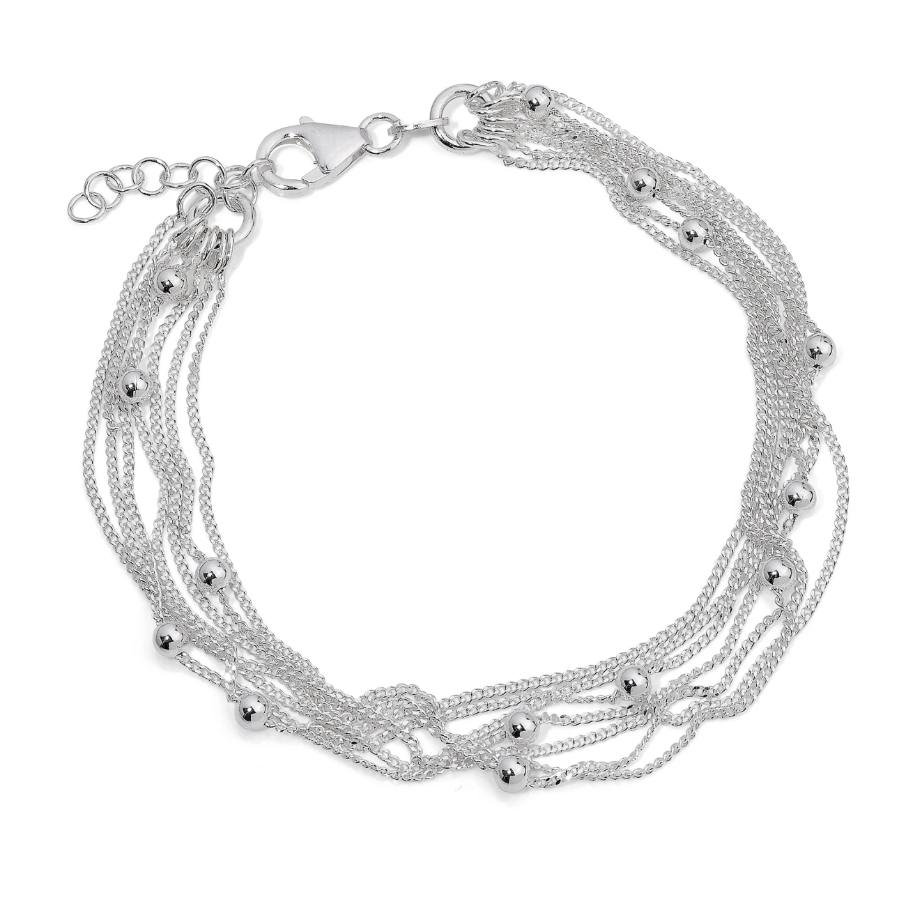 Bracciale in Argento a 7 Fili di Catena con Palline.