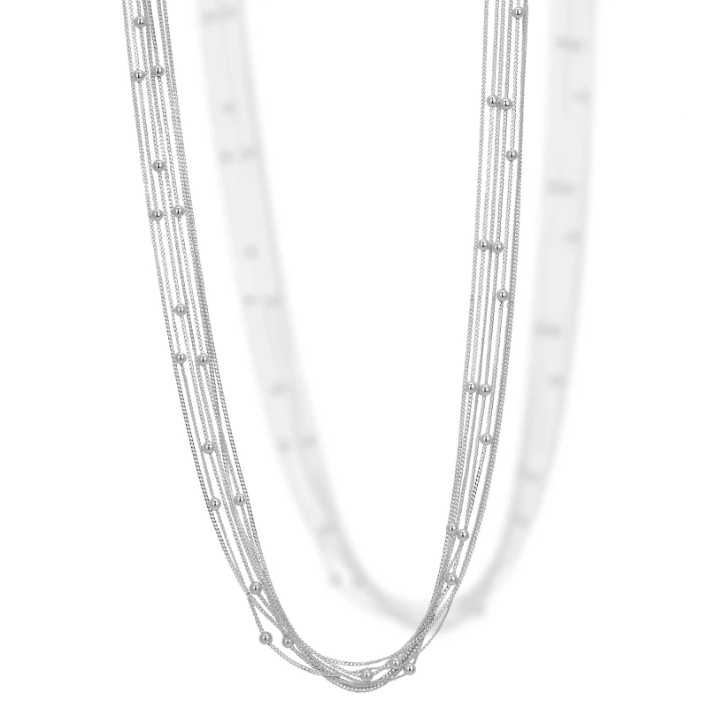 Collana in Argento a 7 Fili di Catena con Palline o 3 mm.