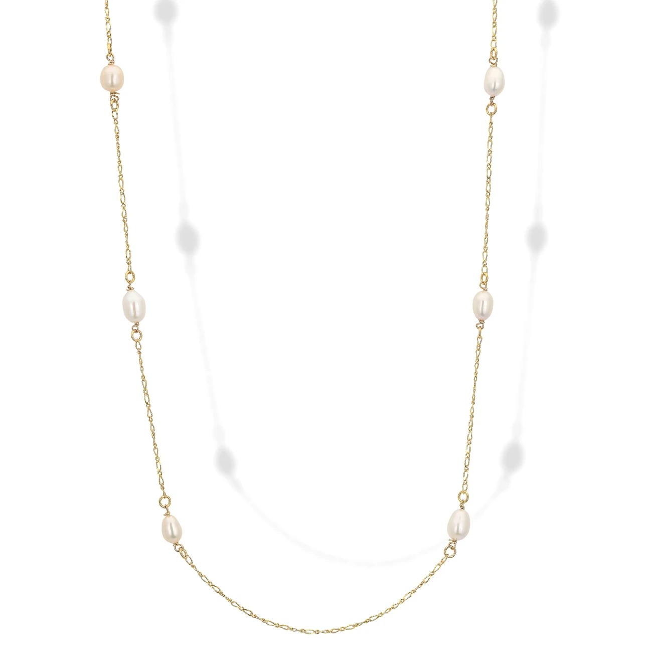 Collana Lunga in Argento con Perle.
