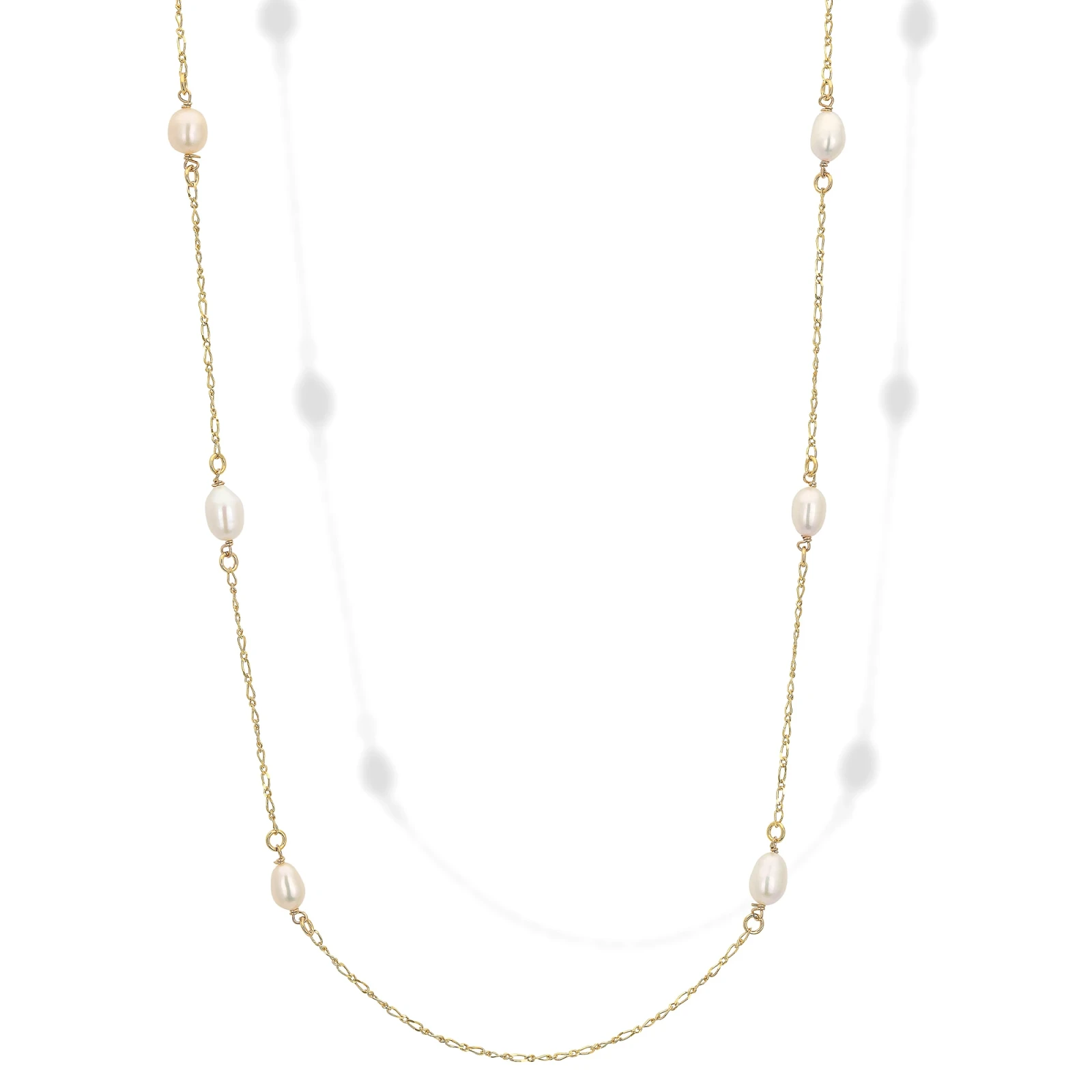 Collana Lunga in Argento con Perle.