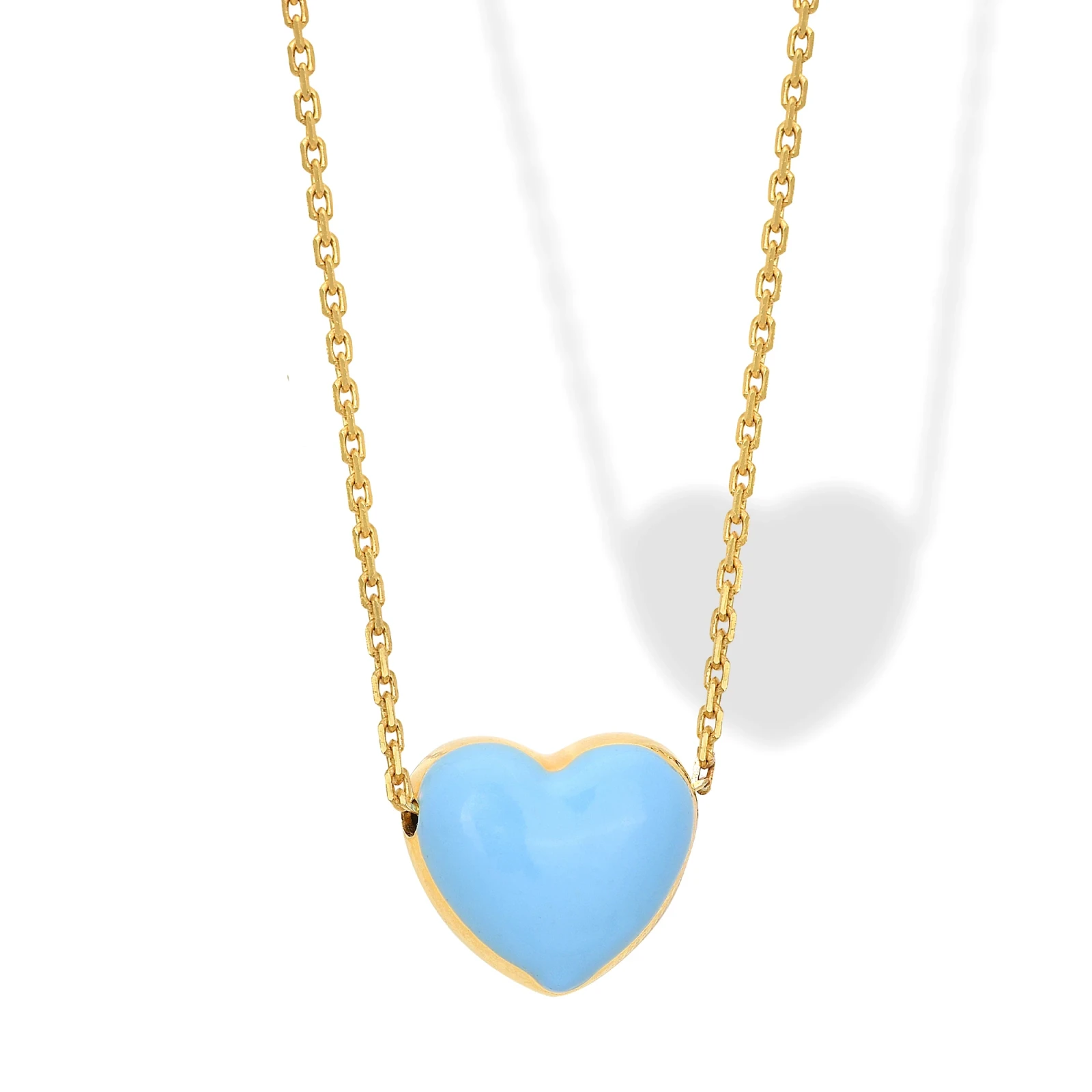 Collana in Argento con Cuore Smaltato azzurro mm 12.