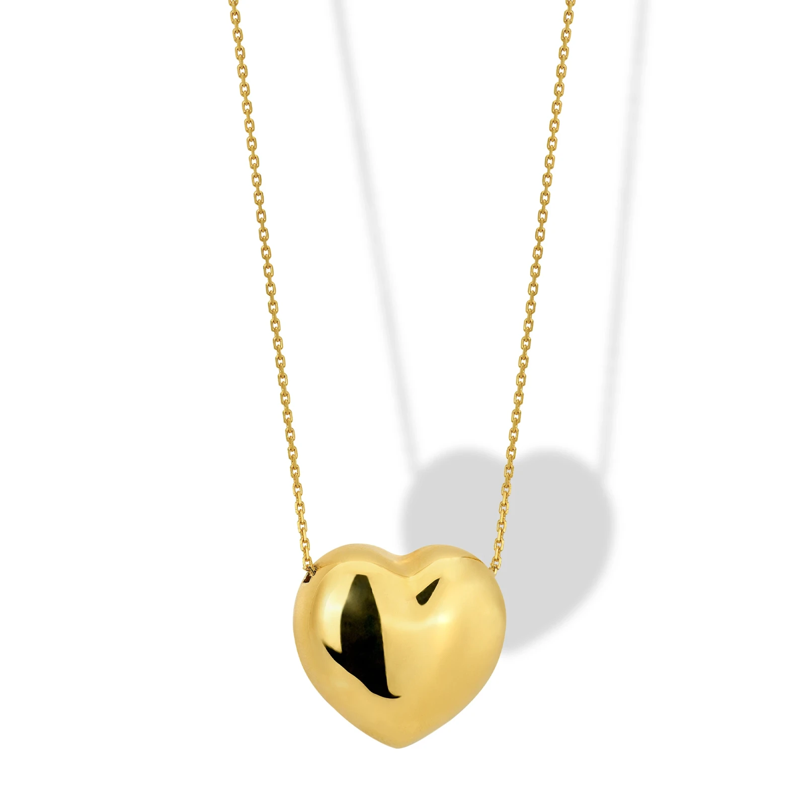 Collana in Argento con Cuore Piatto 19 mm Passante Lucido.