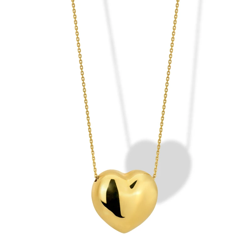 Collana in Argento con Cuore Piatto 19 mm Passante Lucido.