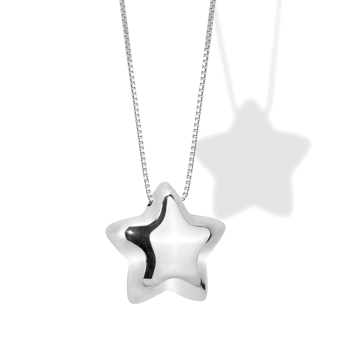 Collana in Argento con Stella Bombata Passante mm 18.