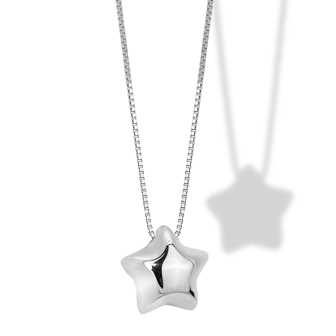 Collana in Argento con Stella Bombata Passante 15 mm.