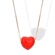 Collana in Argento con Cuore Smaltato Rosso Vivo 14 mm.