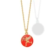 Collana in Argento con Medaglia Cupido Smaltato Rosso e Zirconi.