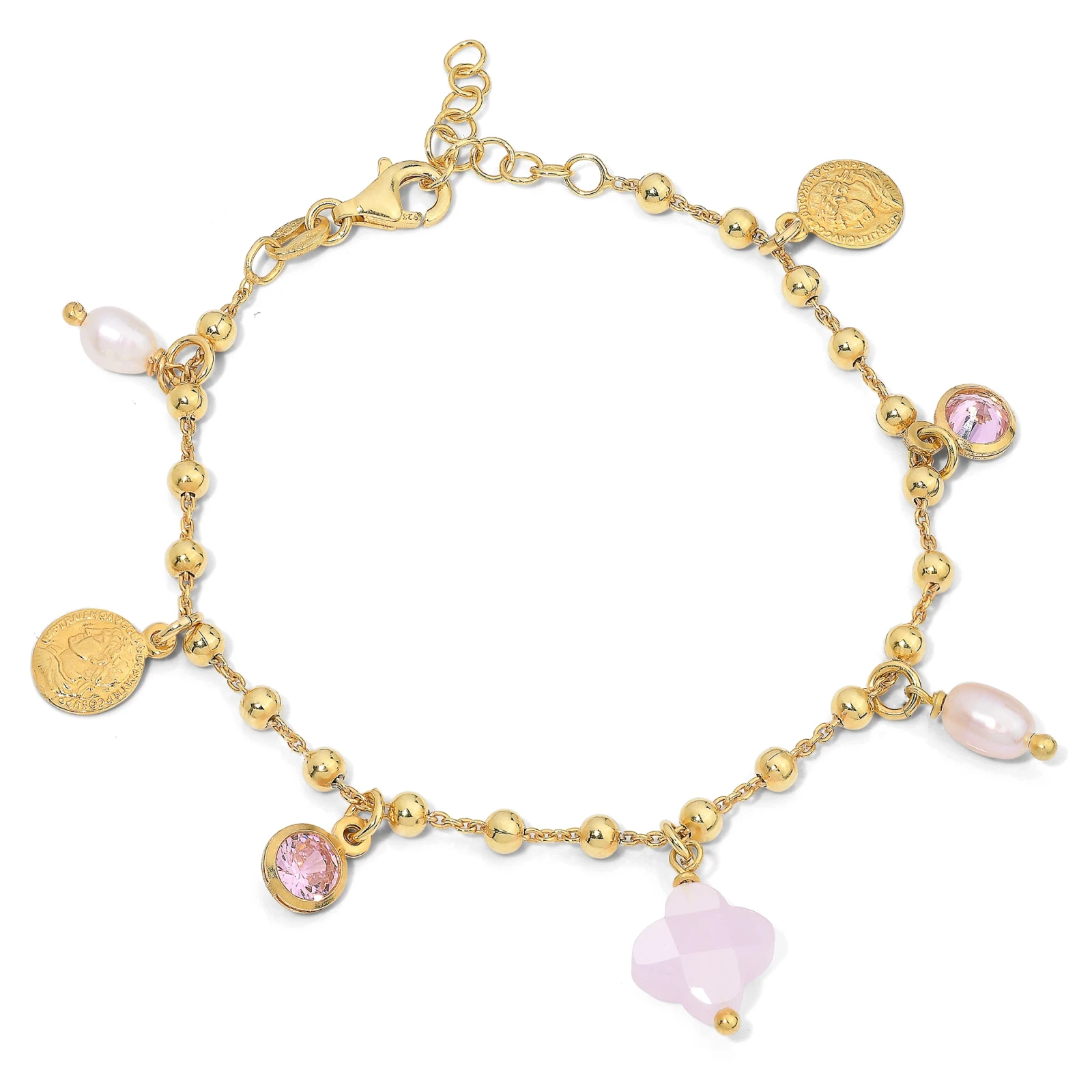 Bracciale in Argento con Charms Colore Rosa.