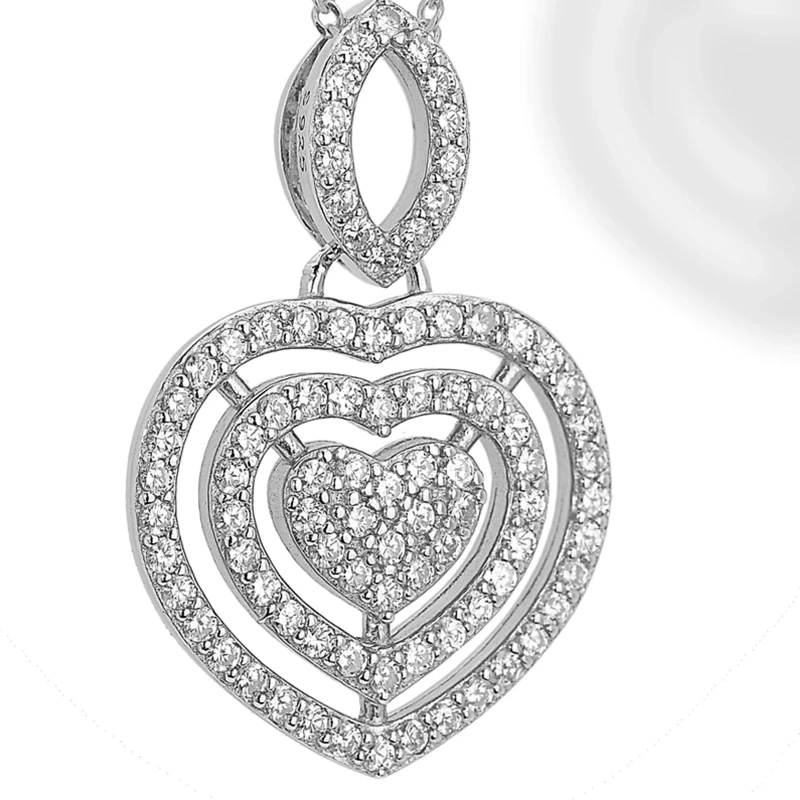 Collana in argento con Pendente Cuore Zirconi