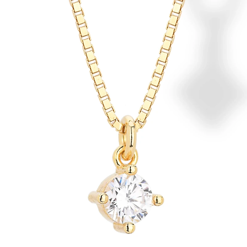 Collana in argento con Pendente Zircone Solitario