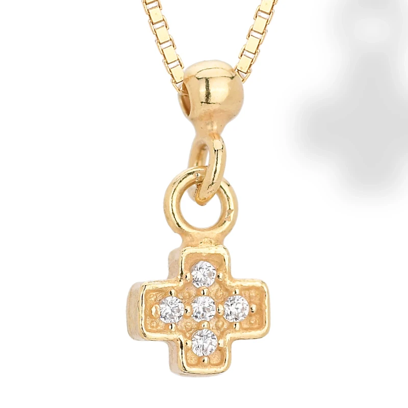 Collana in argento con Pendente Croce con Zirconi