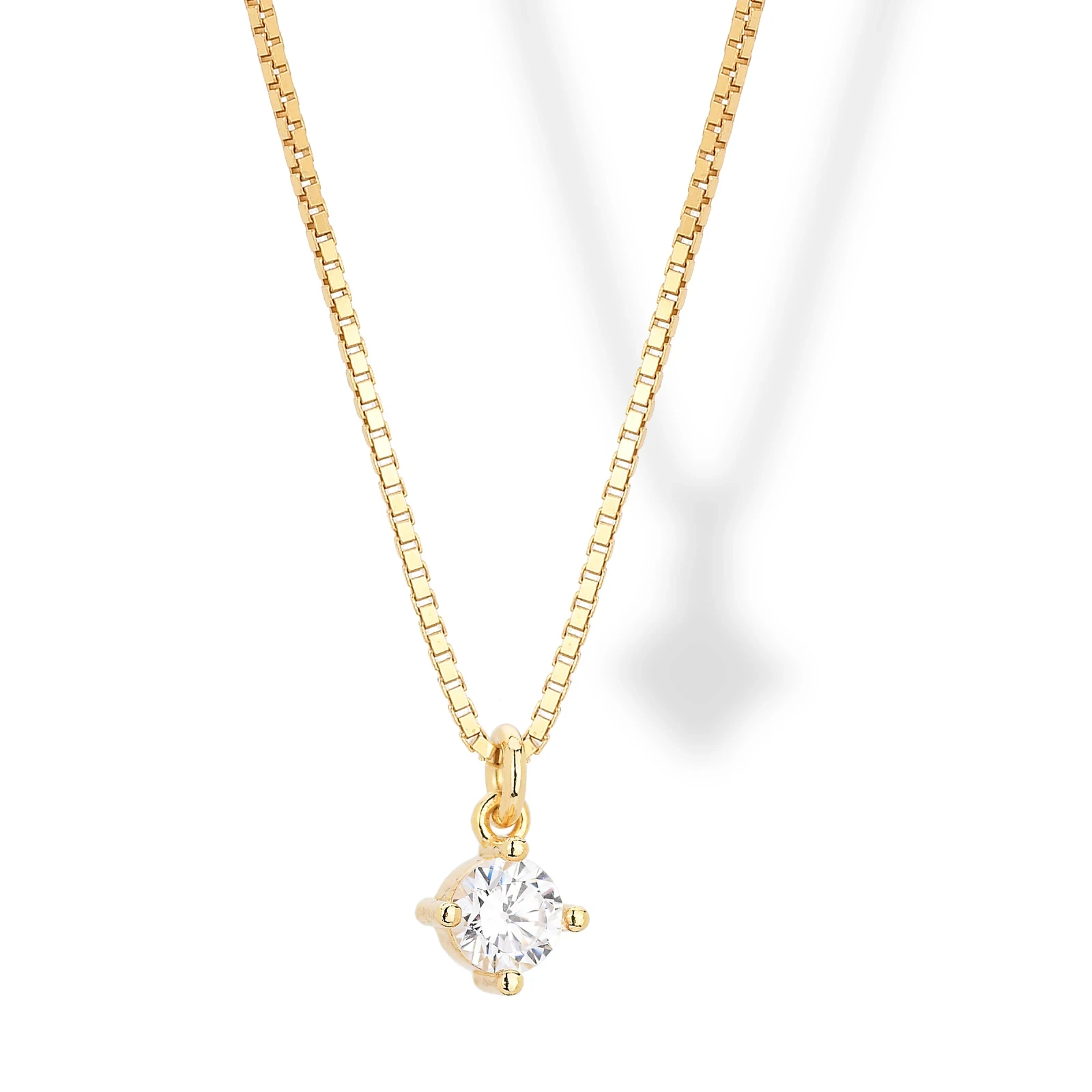 Collana in argento con Pendente Zircone Solitario