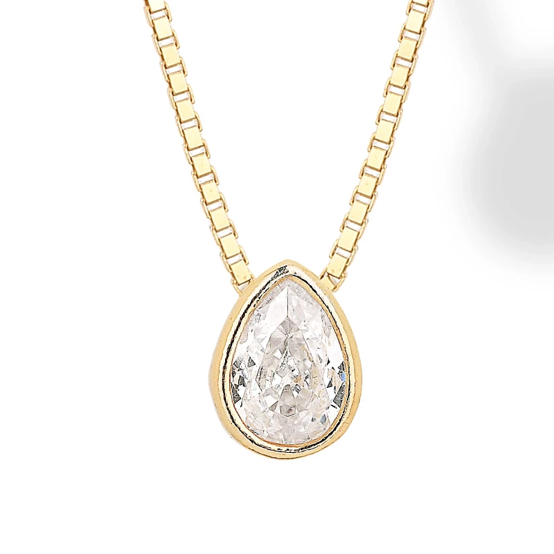 Collana in argento con Pendente Goccia con Zircone