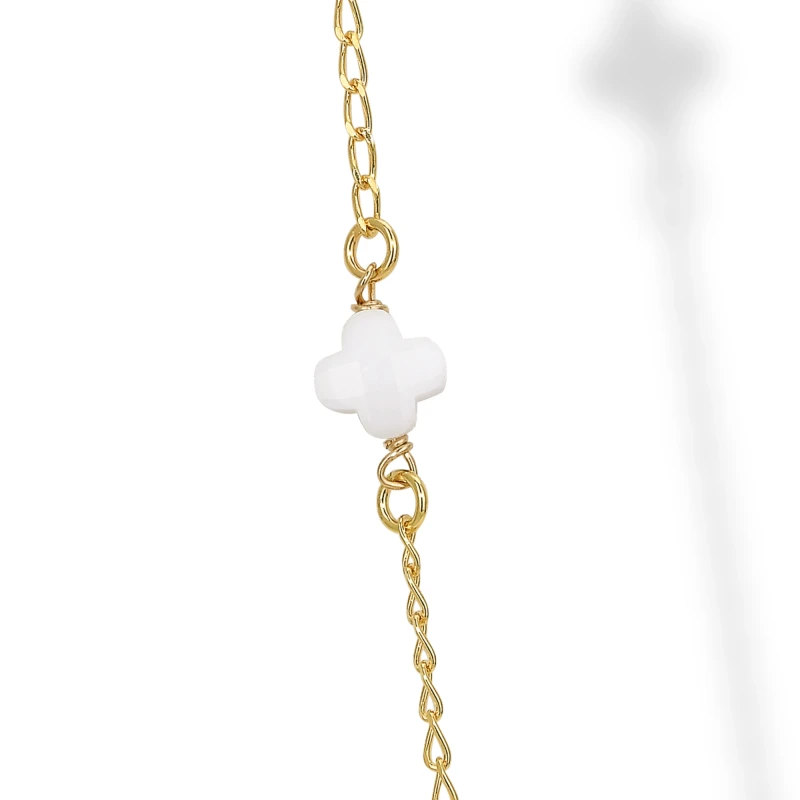 Collana Lunga in Argento con Perle e Elementi in Cristallo.