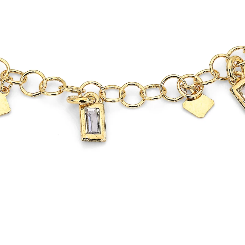 Bracciale in argento con Zirconi e elementi Square
