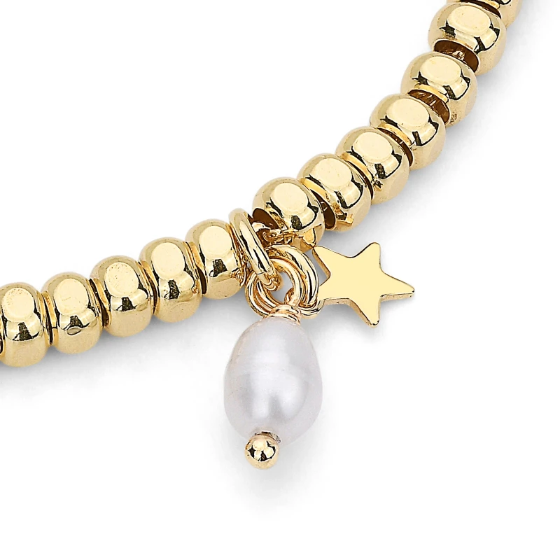 Bracciale in argento con Perla Bianca e Stellina Pendente
