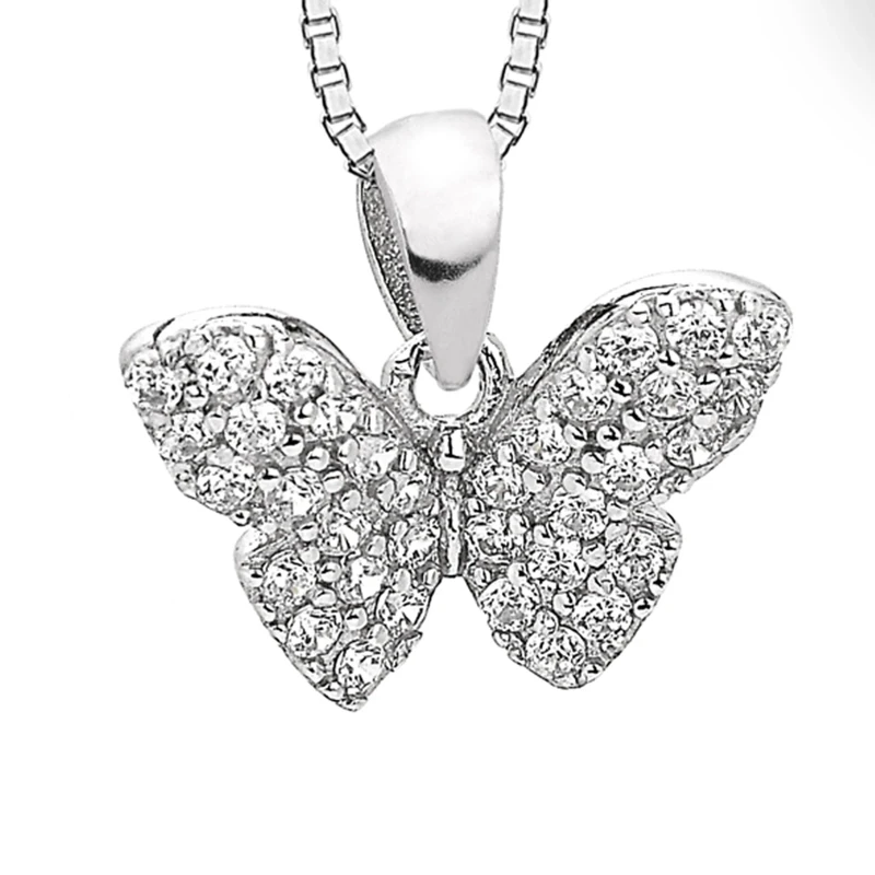 Collana in argento con Pendente Farfalla con Zirconi