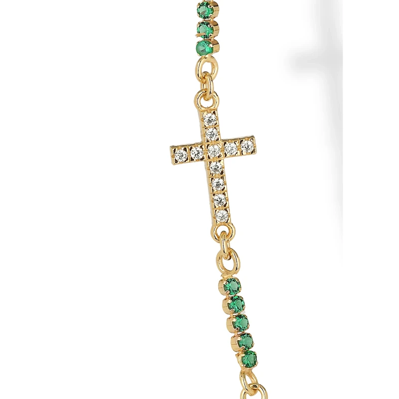Collana In Argento con Zirconi Cristal Verde Smeraldo