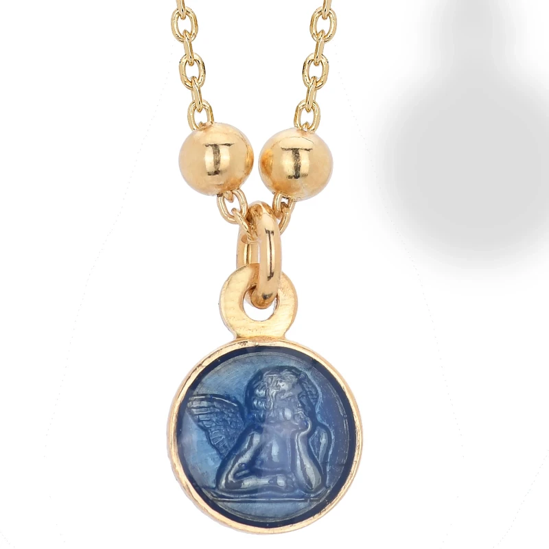 Collana Rosario In Argento con Angioletto smaltato