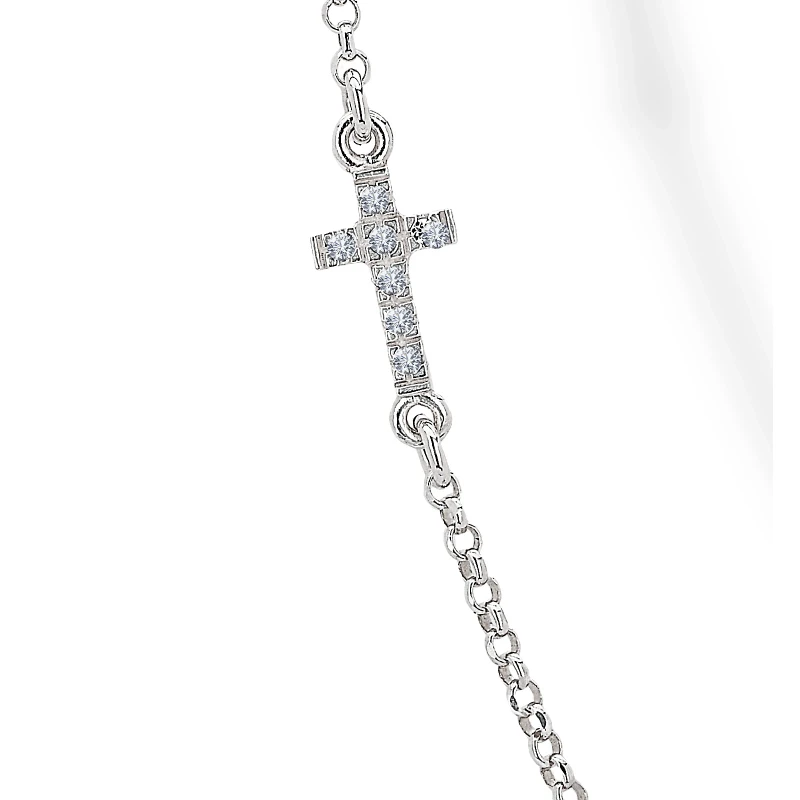 Collana in Argento con Elemento Croce con Zirconi