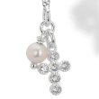 Collana in Argento con Pendente Croce con Zircone Bianco e Perla