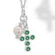 Collana in Argento con Pendente Croce con Zircone Verde e Perla
