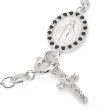 Bracciale in Argento con Croce Pendente e Zirconi Neri