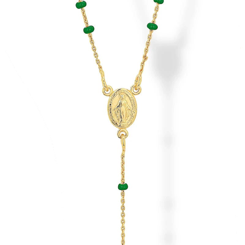 Collana Rosario in Argento smaltata Verde Brillante