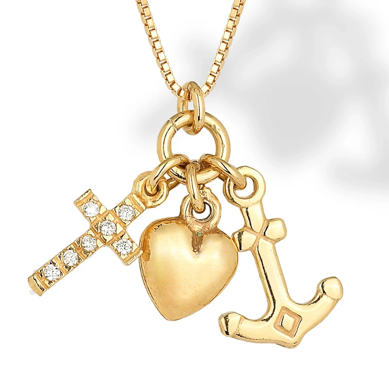 Collana in Argento con 3 Elementi Pendenti