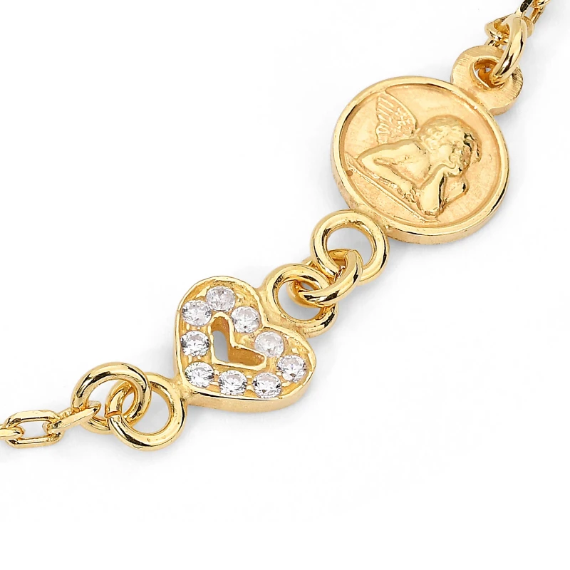 Bracciale in Argento con Elemento Cuore e Medaglietta