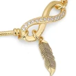 Bracciale in Argento con Elemento Infinito e Pendente Piuma