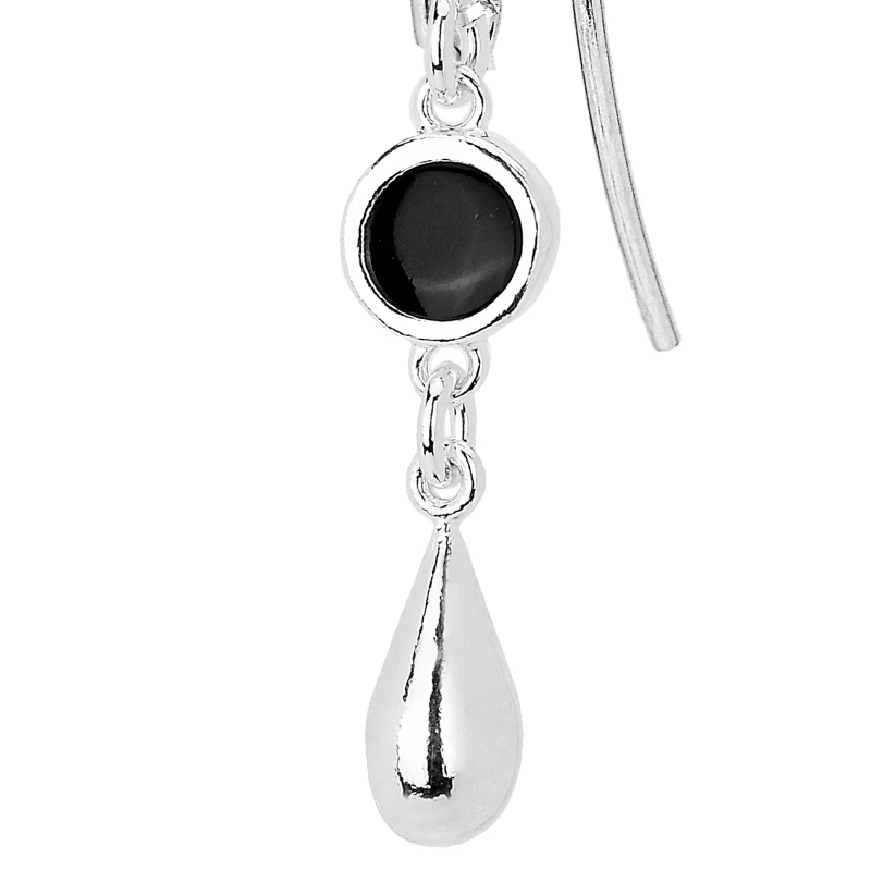 Orecchini in Argento con Pendente Smaltato Nero
