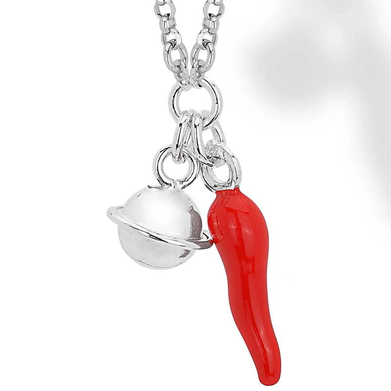 Collana Argento Con Pendenti Portafortuna