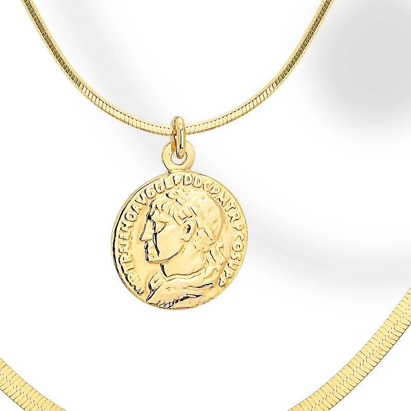 Collana in Argento a 2 file con Pendente Monete