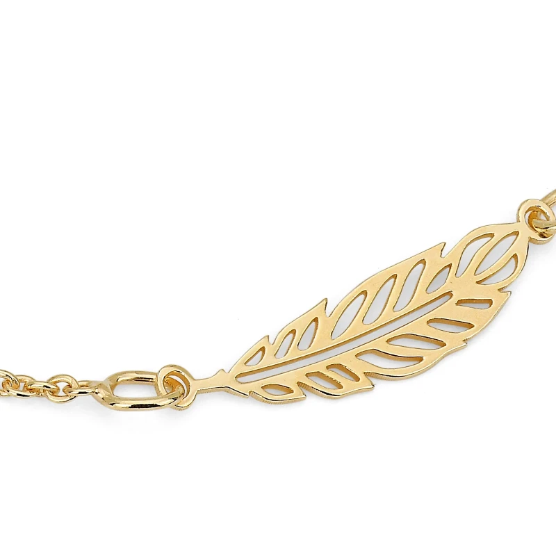 Bracciale in Argento con Elemento Piuma Traforata e Perla