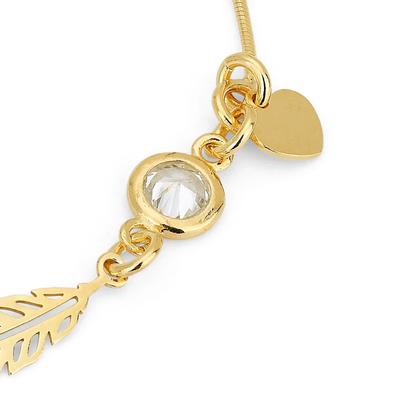 Bracciale in Argento con Elemento Piuma Traforata,Zircone