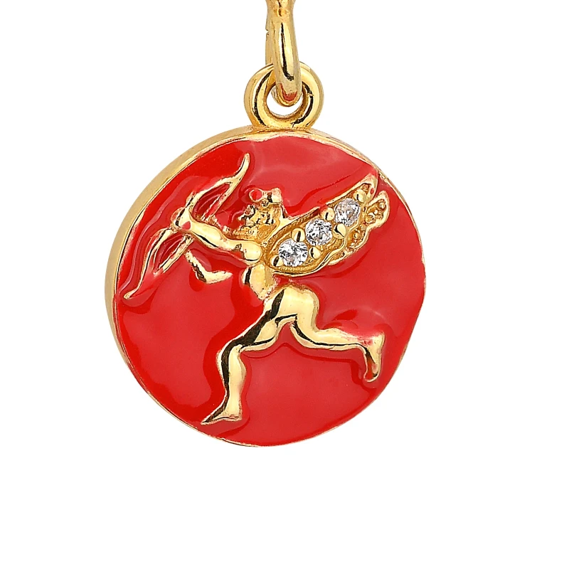 Orecchini in Argento Cupido Rosso con Zirconi e Cuore.