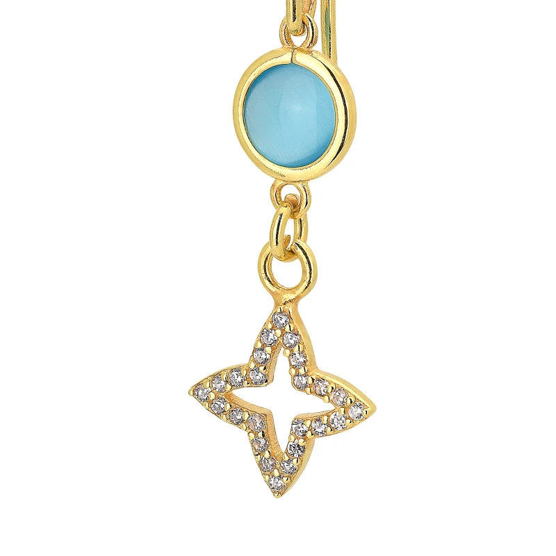 Orecchini in Argento Con Zirconi e Occhi di Gatto