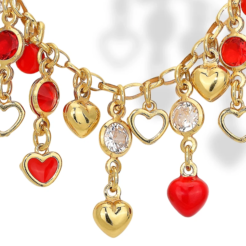 Collana in Argento Multicharms con Cristalli e Smalti