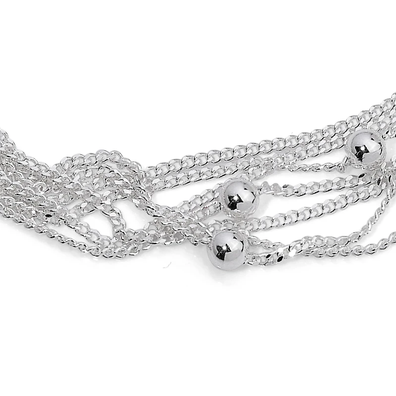 Bracciale in Argento a 7 Fili di Catena con Palline.