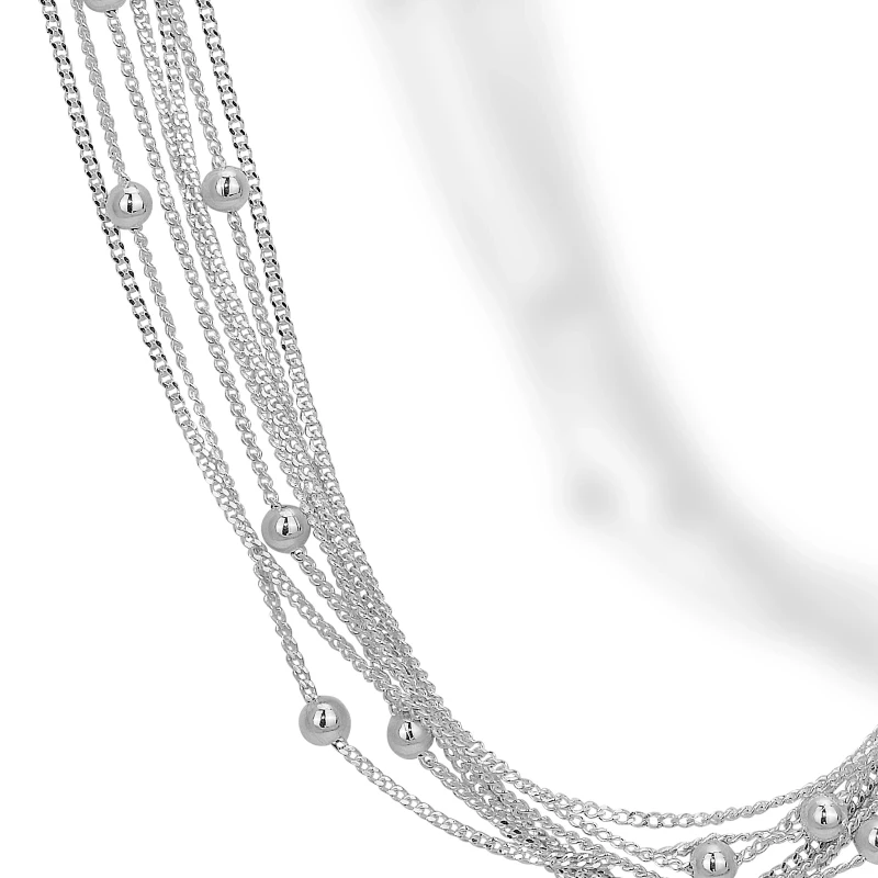 Collana in Argento a 7 Fili di Catena con Palline o 3 mm.