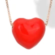 Collana in Argento con Cuore Smaltato Rosso Vivo 14 mm.