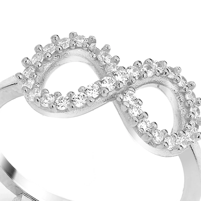 Anello Infinito con Zirconi colore Rodio