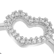 Anello Cuore con Zirconi colore Rodio