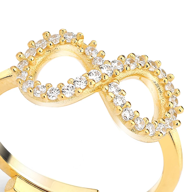 Anello Infinito con Zirconi Colore Oro 18kt