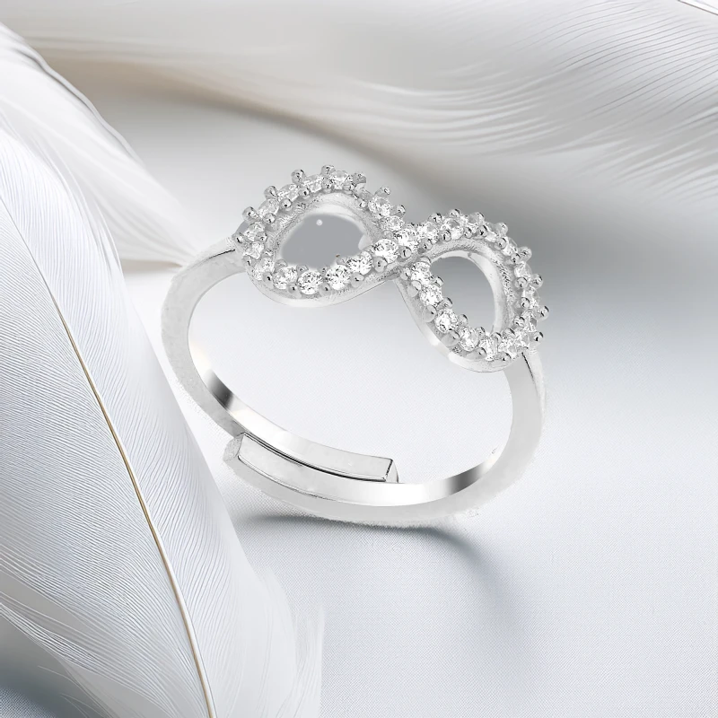 Anello Infinito con Zirconi colore Rodio