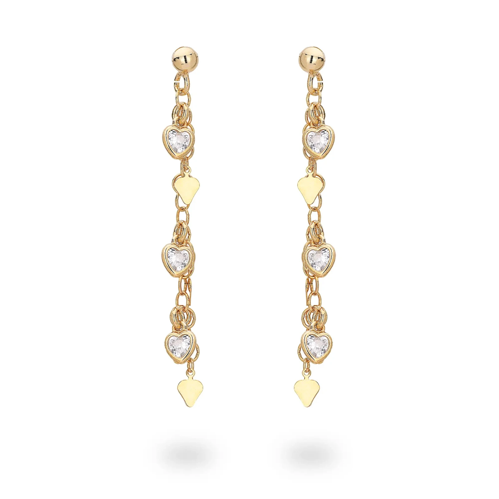 Orecchini in argento con Zirconi e elementi a Cuore